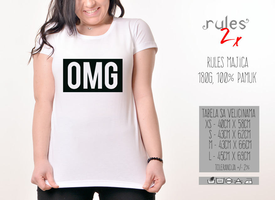 Zenska Rules majica sa natpisom OMG - Tabela velicina