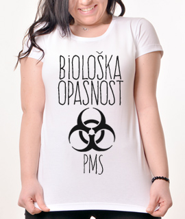 Zenska Rules majica sa natpisom Bioloska Opasnost PMS -  Proizvod
