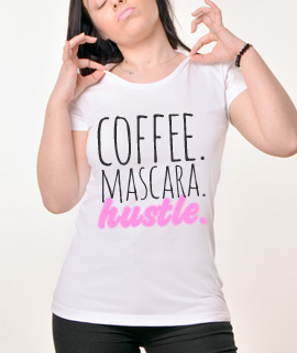 Zenska Rules majica sa natpisom Coffee Mascara Hustle - Proizvod